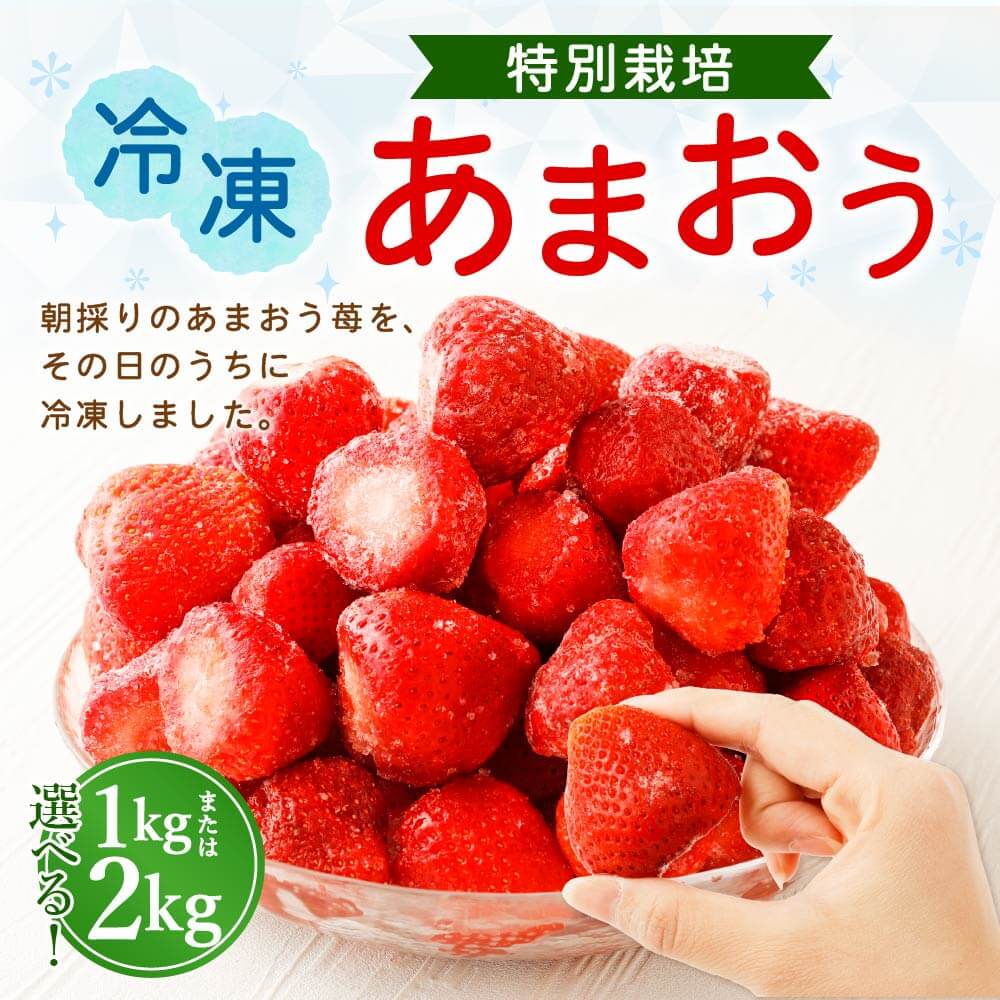 【ふるさと納税】【予約】＜選べる 容量＞【特別栽培】冷凍 あまおう 1kg／2kg 【2025年2月上旬より発送開始】うるう農園 いちご イチゴ 苺 フルーツ 果物 九州産 福岡県産 太宰府市 送料無料 サムネイル2