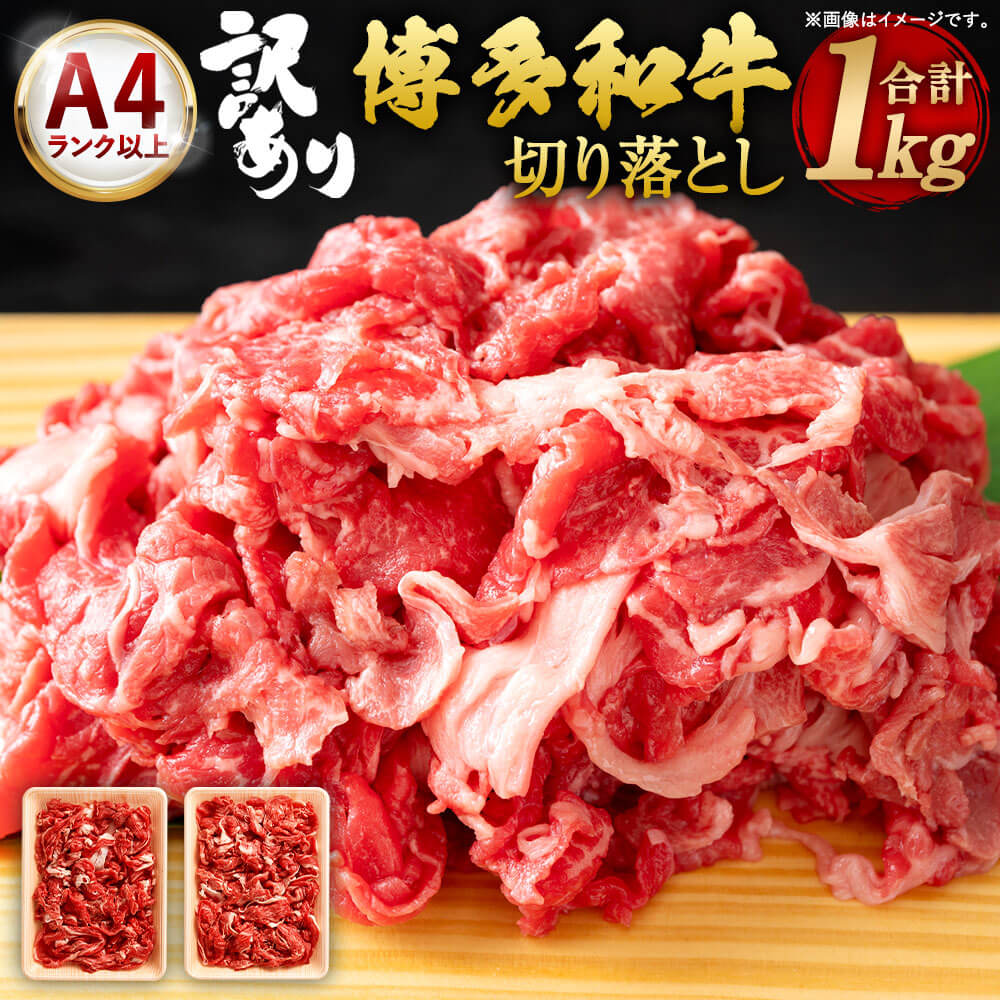 【数量限定】【訳あり】博多和牛 切り落とし 合計約1000g 約500g×2パック A4ランク以上 小分け 牛肩又はバラ 1kg 福岡県産 九州産 国産 黒毛和牛 牛肉 和牛 切落し お肉 お取り寄せ グルメ 冷凍 送料無料