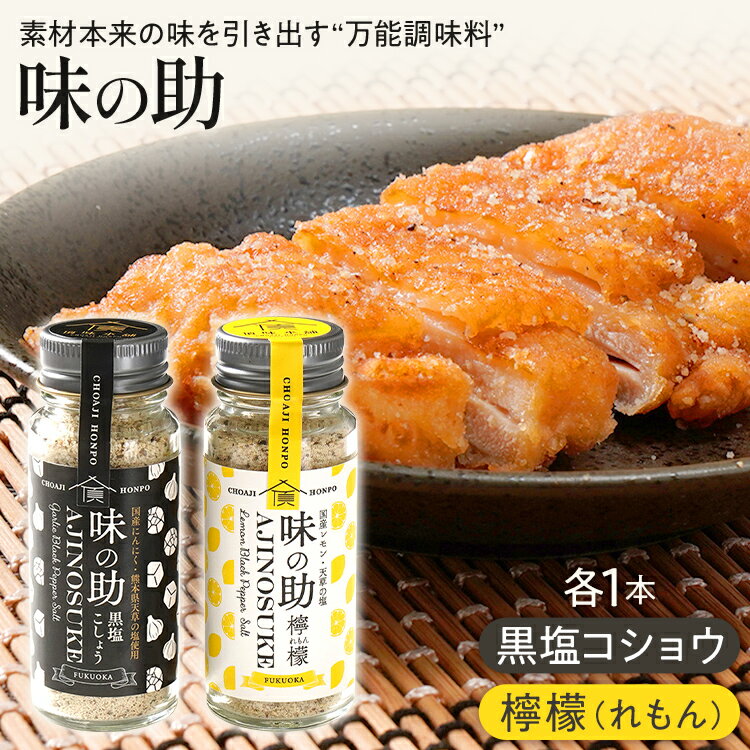 味の助セット（黒塩コショウ1本＋レモン1本） 万能調味料 調味料 香辛料 檸檬 れもん 塩 ニンニクパウダー 下ごしらえ 料理 調理 アウトドア BBQ バーベキュー キャンプ 福岡県 福岡 九州 グルメ お取り寄せ