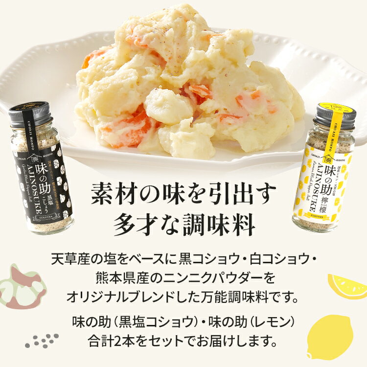 【ふるさと納税】味の助セット（黒塩コショウ1本＋レモン1本） 万能調味料 調味料 香辛料 檸檬 れもん 塩 ニンニクパウダー 下ごしらえ 料理 調理 アウトドア BBQ バーベキュー キャンプ 福岡県 福岡 九州 グルメ お取り寄せ サムネイル2