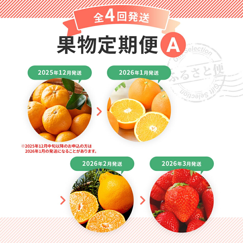 【ふるさと納税】定期便 果物定期便A 4回発送 みかん 山見阪ネーブル デコポン 博多あまおう 定期発送 果物 くだもの フルーツ 柑橘 イチゴ 送料無料 【2025年12月〜2026年3月発送】 サムネイル3