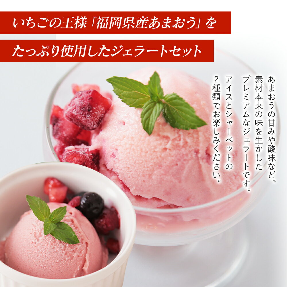 【ふるさと納税】 プレミアムあまおうジェラート2種セット 500ml×2 合計1000ml 苺 イチゴ 氷菓 スイーツ アイス シャーベット 冷凍 福岡県産 送料無料 - 画像2