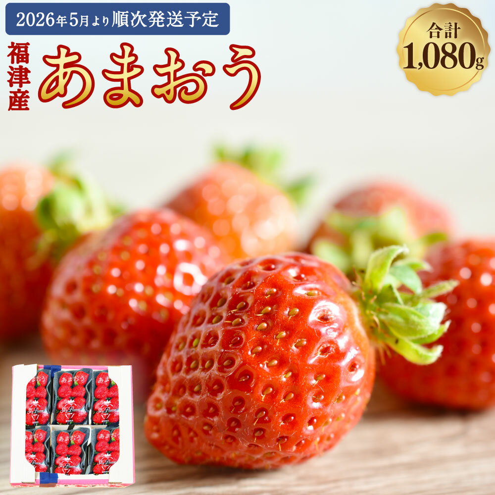 『空飛ぶあまおう』 福津産 あまおう 約180g×6パック 約1.08kg 【スカイフローラファーム】 いちご 苺 イチゴ フルーツ 九州 福岡 果物 冷蔵 福岡県 福津市 送料無料 【2026年5月より順次発送】 ［G0155］