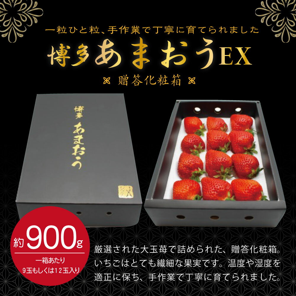 【ふるさと納税】博多 あまおう EX 贈答化粧箱入 約450g×2箱 合計約900g 国産 九州 福岡県産 イチゴ いちご 苺 果物 くだもの フルーツ 大玉 贈答品 予約 送料無料【2026年1月以降発送】[G2250] サムネイル2