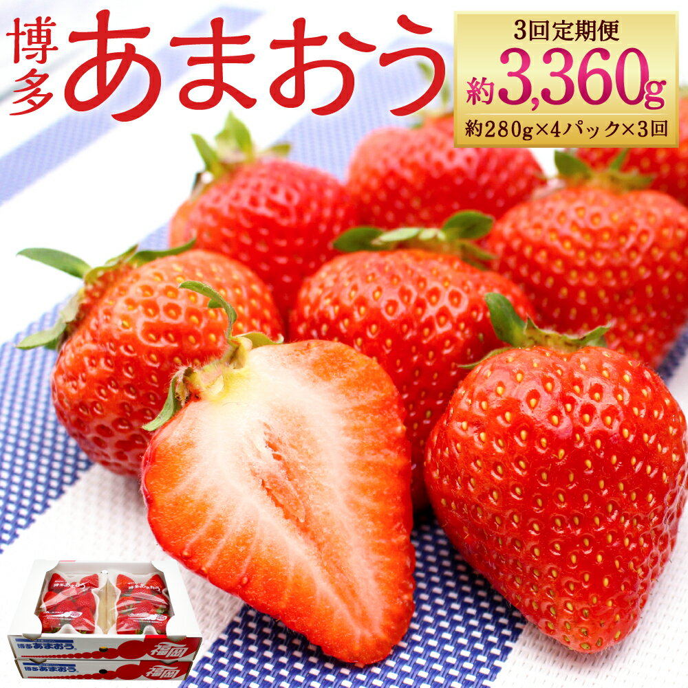 【年3回定期便】 博多あまおう 4パック 約1120g 合計約3360g 国産 九州 福岡県産 イチゴ いちご 苺 果物 くだもの フルーツ 予約 送料無料 【2026年2～4月発送】 [G5342a]