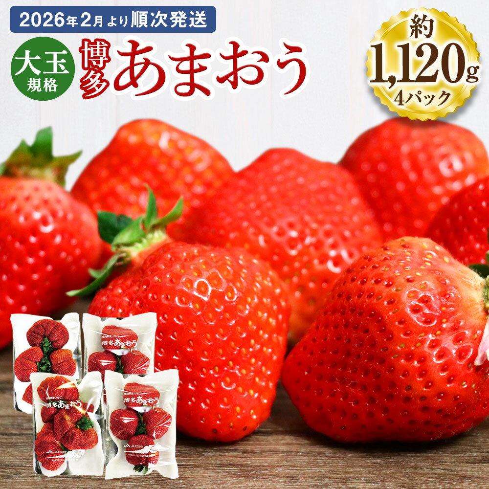 博多あまおう 約280×4パック 約1120g 国産 九州 福岡県産 イチゴ いちご 苺 果物 くだもの フルーツ 予約 送料無料【2026年2月より順次発送】[G2243]