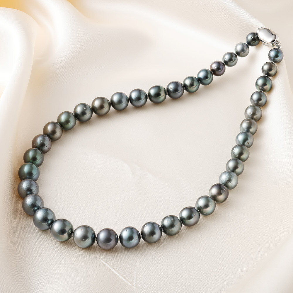 【ふるさと納税】タヒチ 黒蝶 真珠 ネックレス 8mm前後-11mm前後 長さ44～45cm 黒真珠 ブラック パールネックレス 冠婚葬祭 フォーマル 入学式 卒業式 成人式 お葬式 母の日 ギフト ジュエリー アクセサリー レディース 送料無料 サムネイル2