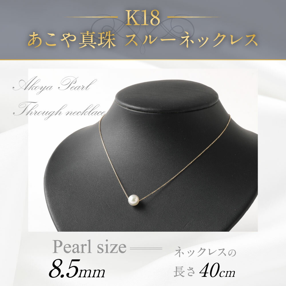 【ふるさと納税】K18 あこや真珠 スルー ネックレス 8.5mm アジャスター付き 国産 日本産 スルーネックレス 冠婚葬祭 フォーマル 入学式 卒業式 成人式 母の日 ギフト ジュエリー アクセサリー レディース 送料無料 サムネイル2