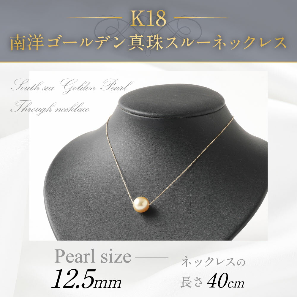 【ふるさと納税】K18 南洋 ゴールデン 真珠 スルー ネックレス 12.5mm アジャスター付き 国産 日本産 スルーネックレス パール 冠婚葬祭 フォーマル 入学式 卒業式 成人式 母の日 ギフト ジュエリー アクセサリー レディース 送料無料 サムネイル2