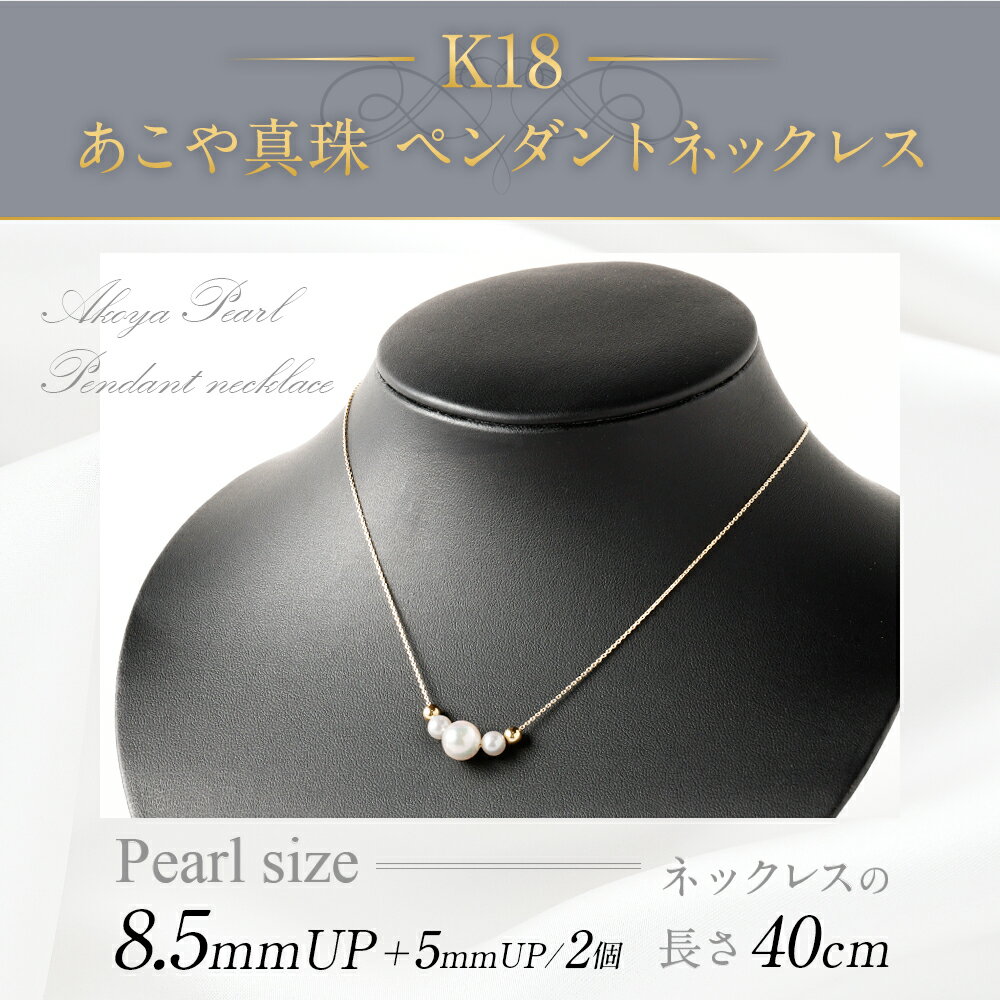 【ふるさと納税】K18 あこや真珠 ペンダントネックレス (40cm) 真珠サイズ8.5mm 国産 日本産 国内加工 パール ジュエリー 冠婚葬祭 フォーマル 入学式 卒業式 成人式 アクセサリー 3連ネックレス 母の日 ギフト プレゼント レディース 送料無料 サムネイル2