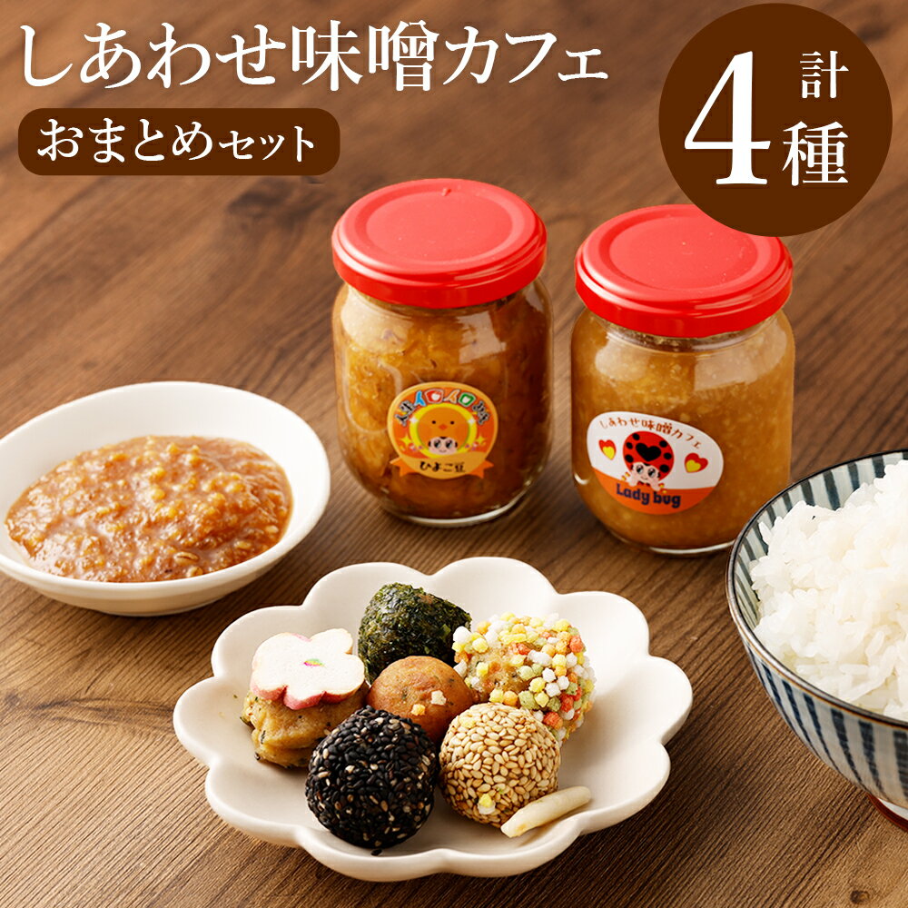 しあわせ味噌カフェ Ladybugおまとめセット 計4種 詰め合わせ 詰合せ 食べ比べ 無添加 調味料 醗酵 大豆 味噌 みそ ミソ 玉みそ ひよこ豆 りんご豆 つけだれ 減塩 冷蔵 福岡県産 九州産 国産 送料無料