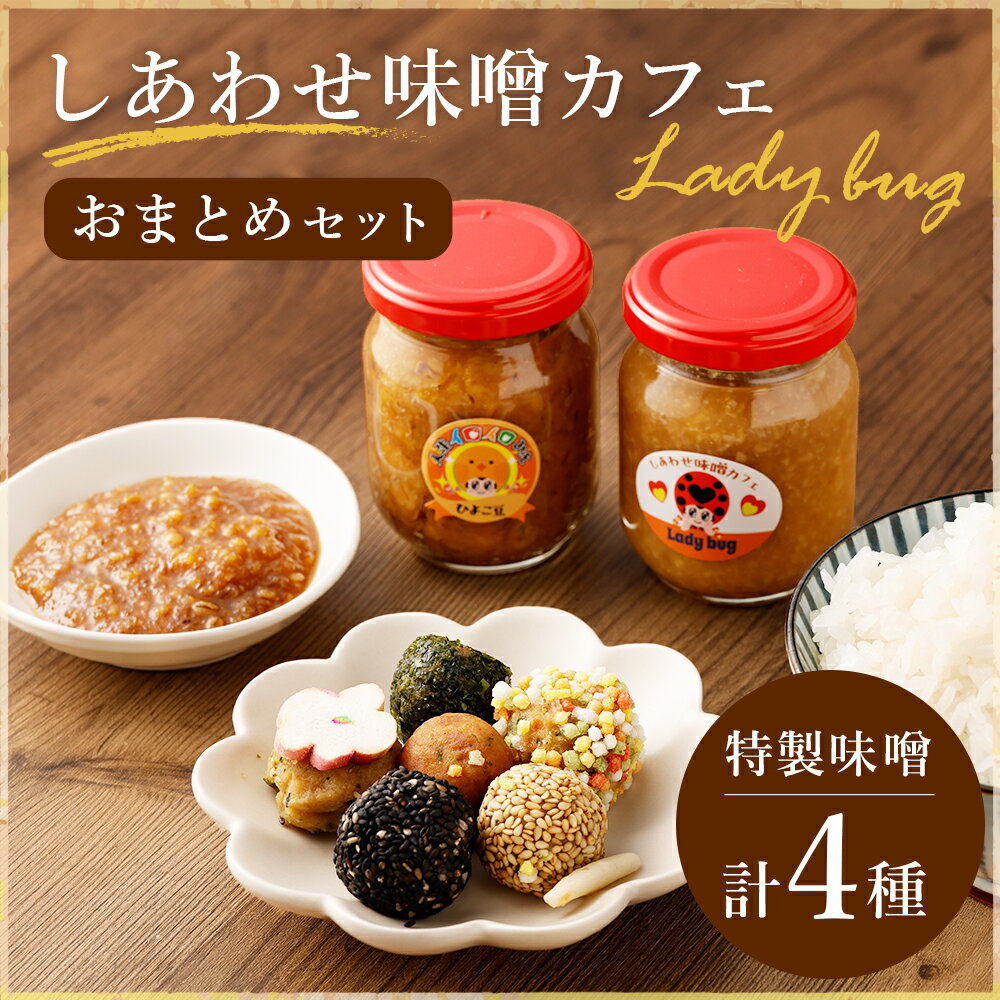 【ふるさと納税】しあわせ味噌カフェ Ladybugおまとめセット 計4種 詰め合わせ 詰合せ 食べ比べ 無添加 調味料 醗酵 大豆 味噌 みそ ミソ 玉みそ ひよこ豆 りんご豆 つけだれ 減塩 冷蔵 福岡県産 九州産 国産 送料無料 サムネイル2