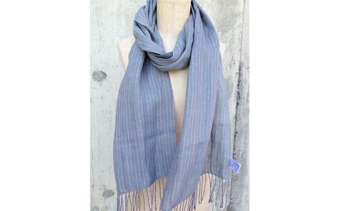 【ふるさと納税】ito to iro 手染め・手織り仕上げ　「ストール」ライトグレー×ピンク細ストライプ ファッション小物 サムネイル2