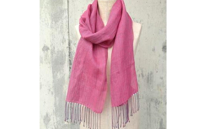 【ふるさと納税】ito to iro 手染め・手織り仕上げ　「ストール」グレー×レッド細ストライプ ファッション小物 サムネイル2