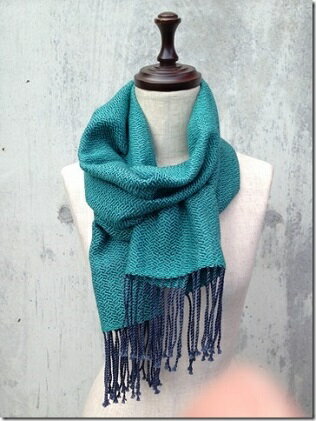 【ふるさと納税】ito to iro 手染め・手織り仕上「ストール」メリノウール100% 網代斜紋・グリーン ファッション小物 サムネイル2