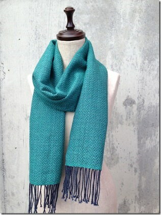 【ふるさと納税】ito to iro 手染め・手織り仕上「ストール」メリノウール100% 網代斜紋・グリーン ファッション小物 サムネイル3