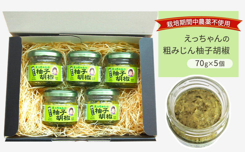 【ふるさと納税】栽培期間中 無農薬 柚子胡椒 70g×5個 セット えっちゃんの粗みじん柚子胡椒 ゆず胡椒 調味料 サムネイル2