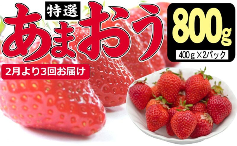 【ふるさと納税】定期便 3ヶ月 いちご あまおう 800g 特選 あまおう 2025年2月より発送 イチゴ 苺 フルーツ 果物 デザート 3回 お楽しみ ※配送不可：離島 　お届け：2026年2月～4月 サムネイル2