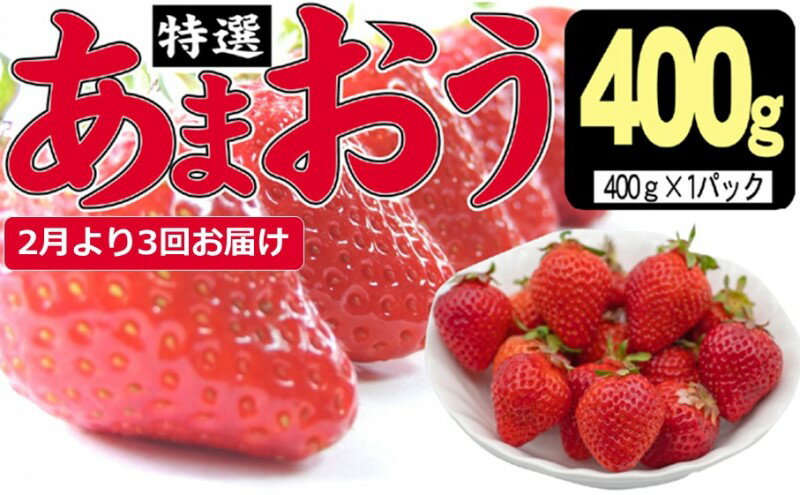 【ふるさと納税】定期便 3ヶ月 いちご あまおう 400g 特選 あまおう 2025年2月より発送 イチゴ 苺 フルーツ 果物 デザート 3回 お楽しみ ※配送不可：離島 　お届け：2026年2月～4月 サムネイル2