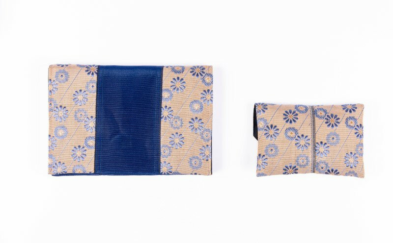 【ふるさと納税】畳縁使用!! マルチケース大・小Dセット(花柄:ベージュ色) サムネイル3