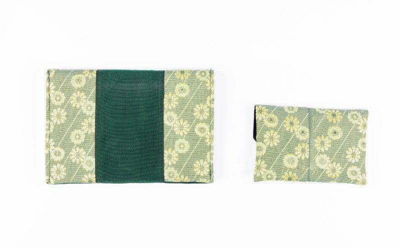 【ふるさと納税】畳縁使用!! マルチケース大・小Eセット(花柄:緑系色) サムネイル3
