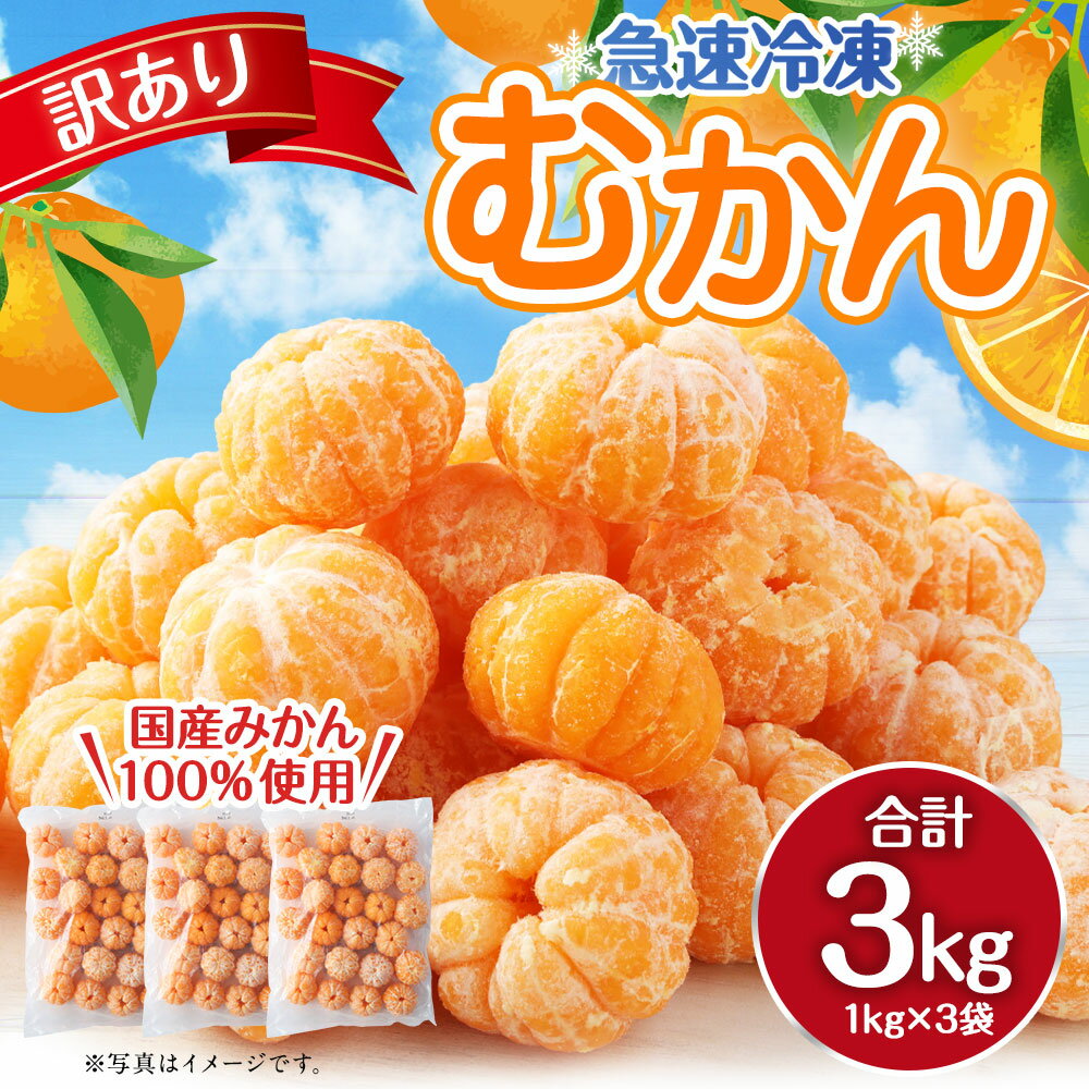 【ふるさと納税】A165 ≪訳あり≫ 八ちゃん堂 むかん 3kg 1kg×3袋 外皮をむいた冷凍みかん 冷凍みかん 冷凍フルーツ ミカン 国産 お風呂あがり デザート スイーツ 天然 無添加 フルーツ シャーベット 詰合せ セット 食品 冷凍 送料無料 サムネイル2