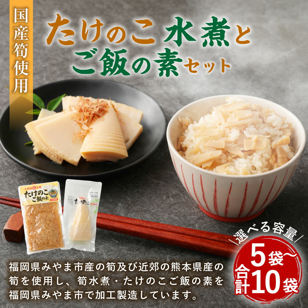 【ふるさと納税】＜選べる＞たけのこ組合セット 合計5～10袋 （筍水煮2～4パック ご飯の素3～6パック） 筍 タケノコ 国産筍使用 保存食 備蓄 おかず 和食 惣菜 加工食品 パック 国産 A38 B14 送料無料 - 画像2