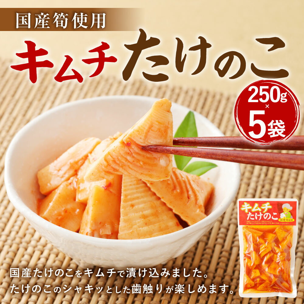 【ふるさと納税】A84 キムチ たけのこ 250g×5袋 筍 タケノコ 国産筍使用 保存食 備蓄 おかず 惣菜 おつまみ 加工食品 パック 国産 送料無料 - 画像2