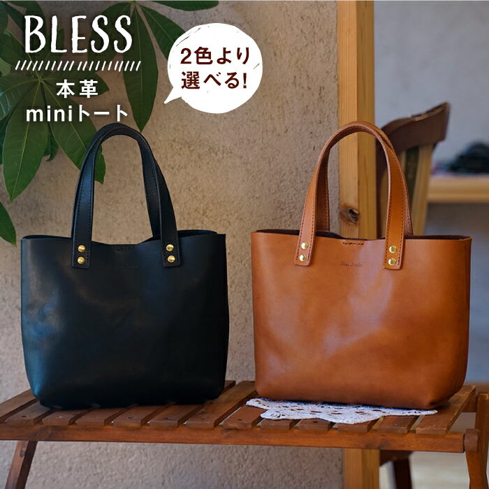本革 ミニトート （ ブラック / キャメル ） 糸島市 / BLESS [AAA023] 鞄 レザー 84000円 8万4千円