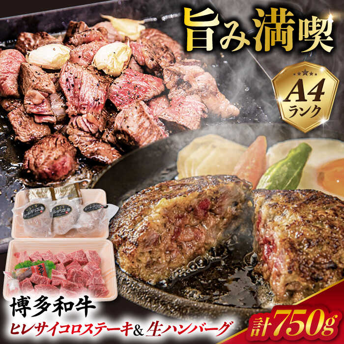 A4ランク ヒレ サイコロ ステーキ 300g & 生ハンバーグ 150g×3個 博多和牛 糸島市 / 糸島ミートデリ工房 [ACA052] 10000円 1万円 黒毛和牛 冷凍配送