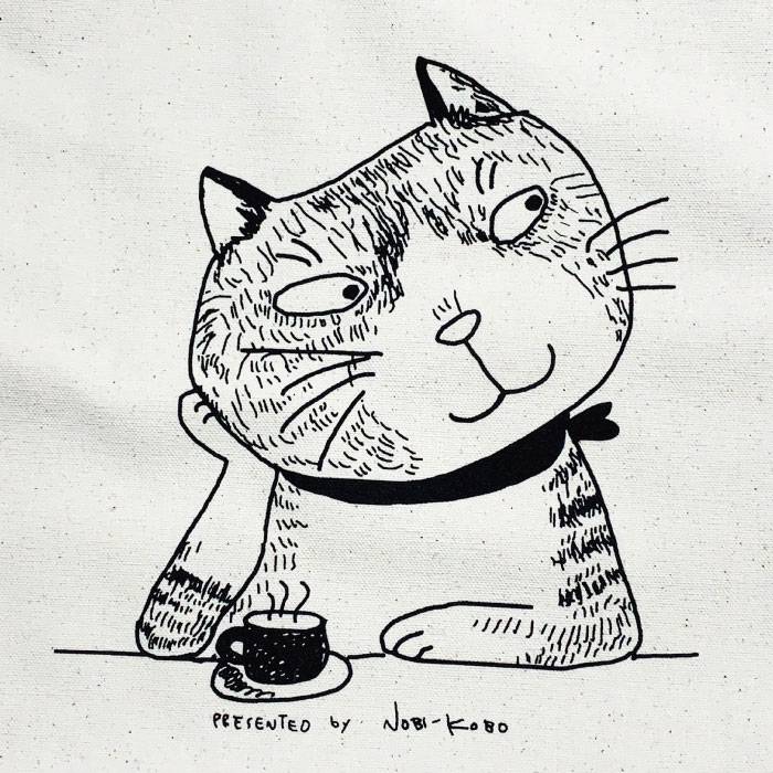 【ふるさと納税】キャンパス地トートバッグ「カフェ猫」 エコバッグ 猫 三毛猫 ぶち猫 かわいい 糸島【のび工房】 【いとしまごころ】[ADZ010] 6000円 6千円 サムネイル3