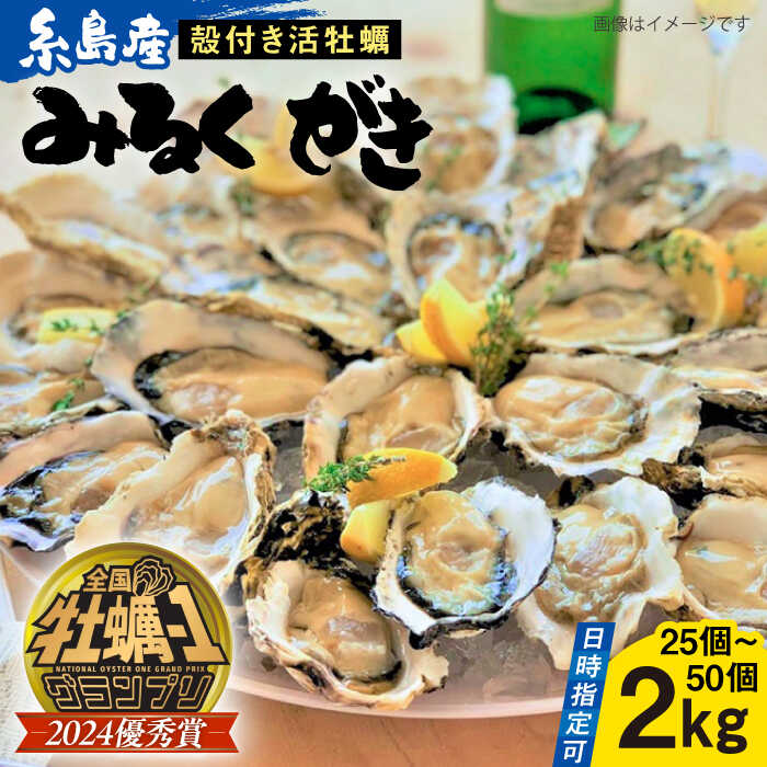【日時指定可】加熱用 みるくがき2kg 殻付き 活牡蠣 糸島市 / 豊久丸 ブランド/カキ/牡蛎 [AEJ004]