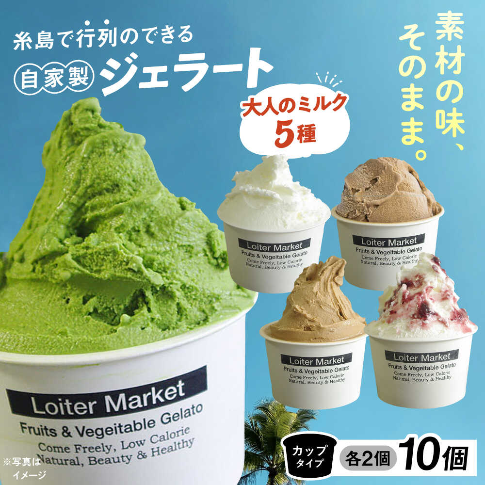 【アイス10個セット】大人の味5種類×各2個（ミルク/抹茶/ほうじ茶/カフェオレ/ブルーベリーヨーグルト） ▼ アイス アイスクリーム ジェラート 詰め合わせ 食べ比べ セット 糸島市 / LoiterMarket ロイターマーケット [AGD002]