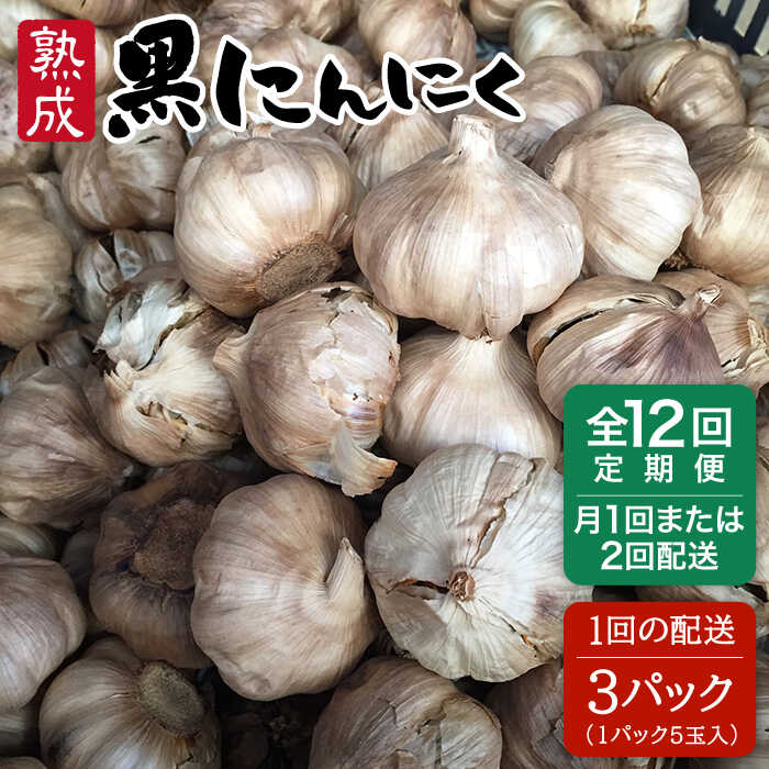 【選べる発送時期】【全12回定期便】熟成 黒にんにく 15玉（1パック5玉×3パック）《糸島》【シーブ】 [AHC037] 常温