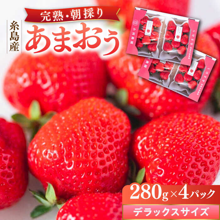 【先行受付】＼農園直送！／糸島産 完熟あまおう 280g×4パック (デラックスサイズ) 糸島市 / 小河農園 【2026年1月下旬以降順次発送】 [AJN002] 23000円 2万3千円 いちご 苺 新着