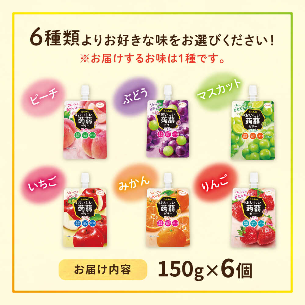 【ふるさと納税】たらみ おいしい蒟蒻ゼリー ( ぶどう・ピーチ・りんご・マスカット・いちご・みかん ) 150g (1箱6個入り) 糸島市 / たらみ[ALN008] パウチ ゼリー 常温 - 画像2