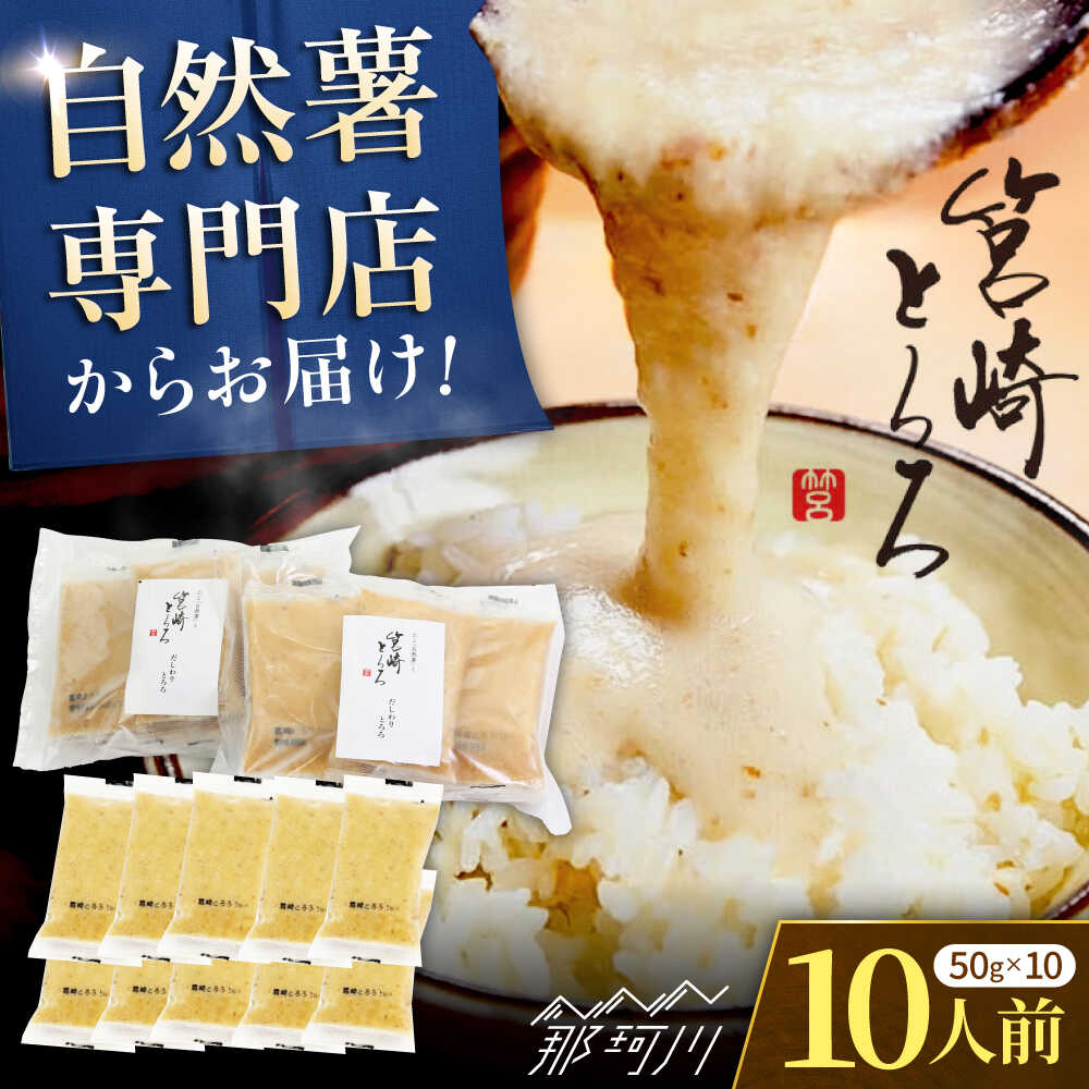筥崎とろろ 自然薯のだしわりとろろ 計500g （10食セット × 50g) 冷凍 個包装 無添加 ＜株式会社九千部＞ 那珂川市[GAZ003]