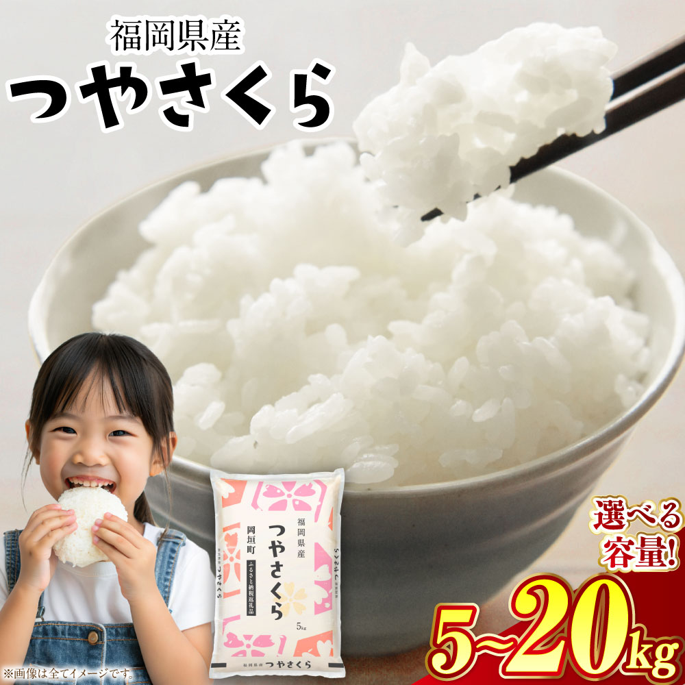 ＜選べる内容量＞【令和7年産】福岡県産つやさくら 5kg/10kg/20kg コメ 米 お米 白米 精米 ご飯 11900円 ～ 51000円 1万1900円 ～ 5万1000円 福岡県 岡垣町 送料無料