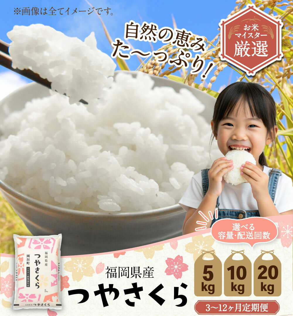 【ふるさと納税】＜選べる内容量・定期便＞福岡県産 つやさくら 1回あたり5kg×1袋 / 計10kg（5kg×2袋） / 計20kg（5kg×4袋） 1ヶ月毎 3回 6回 12回 お米 米 こめ ブレンド米 複数原料米 10割 白米 精米 ごはん ご飯 国産 福岡県 岡垣町 送料無料 - 画像2