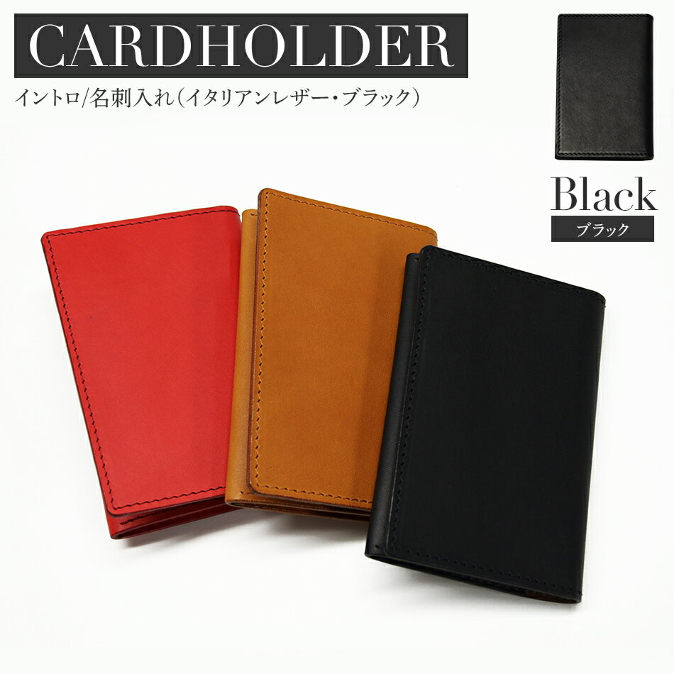 イントロ/名刺入れ（イタリアンレザー・ブラック） カードケース レディース メンズ 二つ折り カード入れ 名刺ケース カード収納 プレゼント おすすめ 福岡県 大木町 ナデルファーデン BK133
