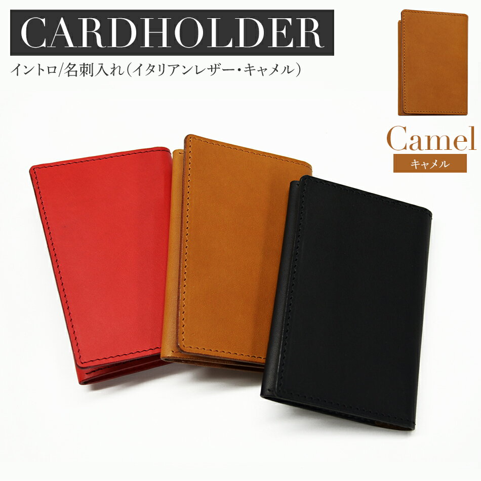 イントロ/名刺入れ（イタリアンレザー・キャメル） カードケース レディース メンズ 二つ折り カード入れ 名刺ケース カード収納 プレゼント おすすめ 福岡県 大木町 ナデルファーデン BK134