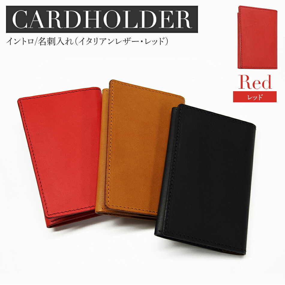 イントロ/名刺入れ（イタリアンレザー・レッド） カードケース レディース メンズ 二つ折り カード入れ 名刺ケース カード収納 プレゼント おすすめ 福岡県 大木町 ナデルファーデン BK135