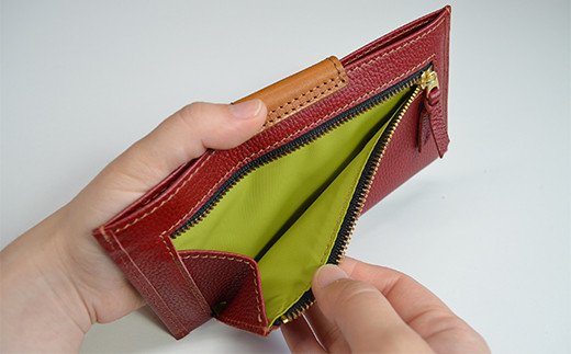 【ふるさと納税】スマート長財布（シュリンクレザー・レッド）　BK005 サムネイル3