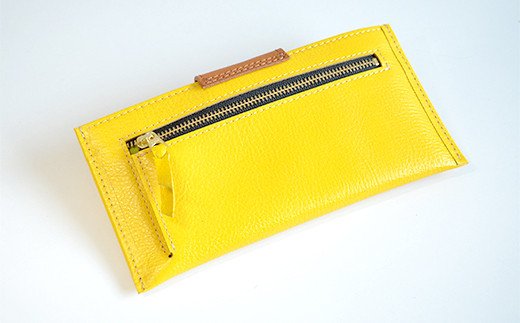 【ふるさと納税】スマート長財布（シュリンクレザー・イエロー）　BK007 サムネイル2