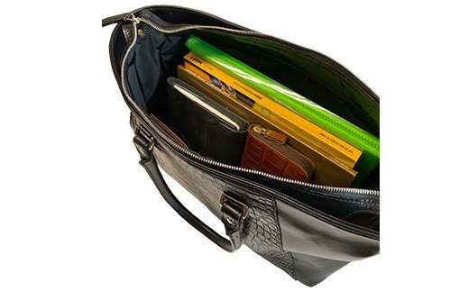 【ふるさと納税】ビーゴ（トートバッグ）（クロコダイル革・ブラック）　BK048 サムネイル3