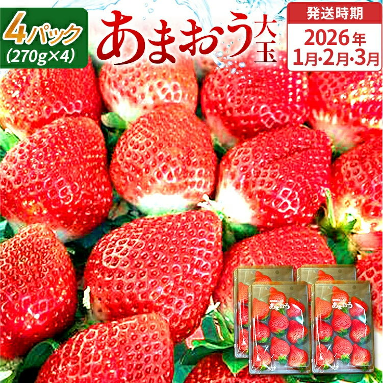 期間限定 いちご あまおう 苺 イチゴ 1kg あまおう（大玉）、4パック（270g/パック） 【2026年1月～3月順次発送】 フルーツ 果物 くだもの 大玉 ※北海道・沖縄・離島は配送不可 大木町産 おおきベリー CT004