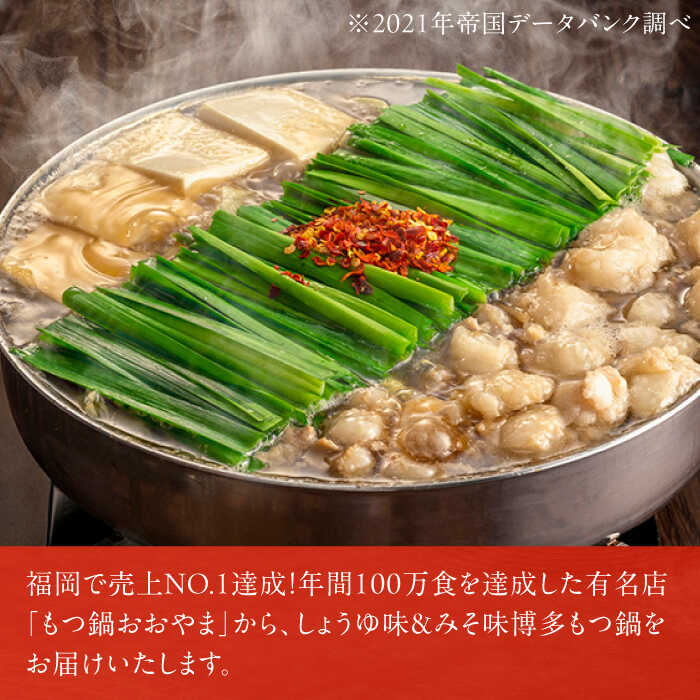 【ふるさと納税】博多もつ鍋おおやま もつ鍋 みそ・しょうゆ食べ比べセット 各2人前 ちゃんぽん麺付　広川町 / 株式会社ラブ[AFAX005] サムネイル2