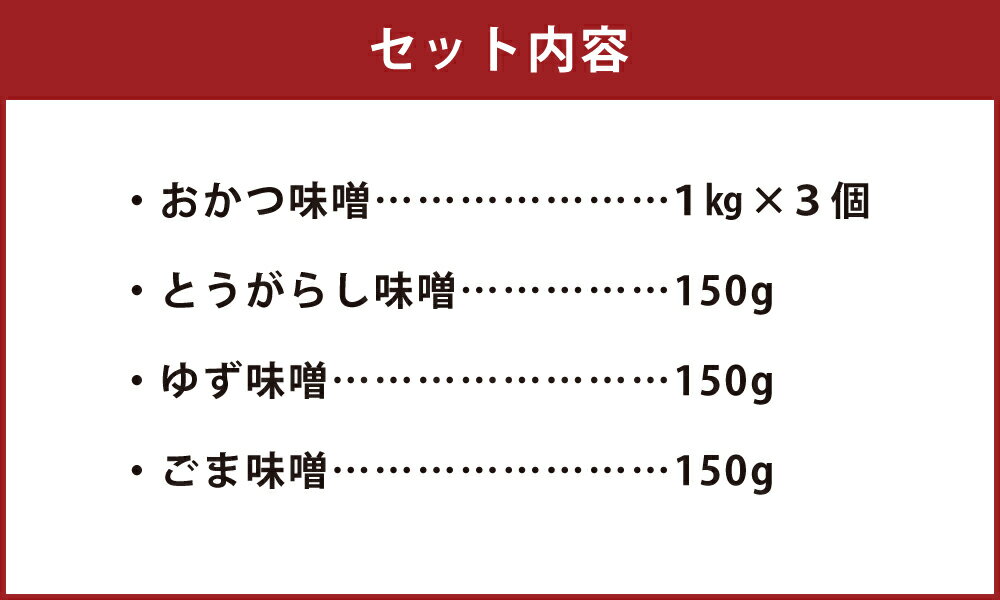 【ふるさと納税】母ちゃんの手づくり味噌 合計6個 (おかつ味噌×3個・サラダ味噌 3種) セット 詰め合わせ 食べ比べ とうがらし ゆず ごま 熟成 味噌 米 大豆 麹 糸田町 福岡県産 九州産 国産 送料無料 サムネイル3