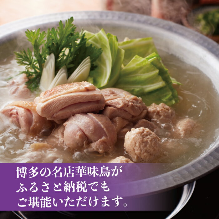 【ふるさと納税】 博多 華味鳥 水たき セット（3〜4人前） 有名店 料亭の味 水たき 鳥 切り身 ぶつ切り つくね ぽん酢オリジナル ポン酢 あっさり 博多 中州 本店 　2GA1 サムネイル2