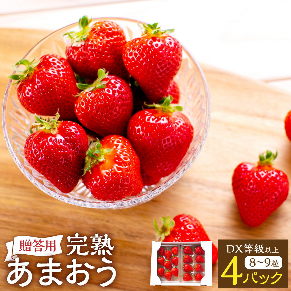 完熟 あまおう 贈答用 4パック 約250g～410g×4パック 総合計約1kg～1.64kg いちご イチゴ 苺 フルーツ 果物 大粒 くだもの 先行予約 福岡県 苅田町 送料無料 【2026年1月上旬-3月上旬発送予定】